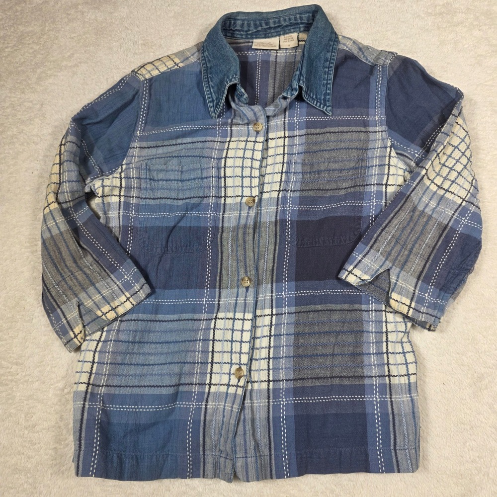 Vintage Fiorlini International Button Down Women Small Blue Denim Collar Shacket